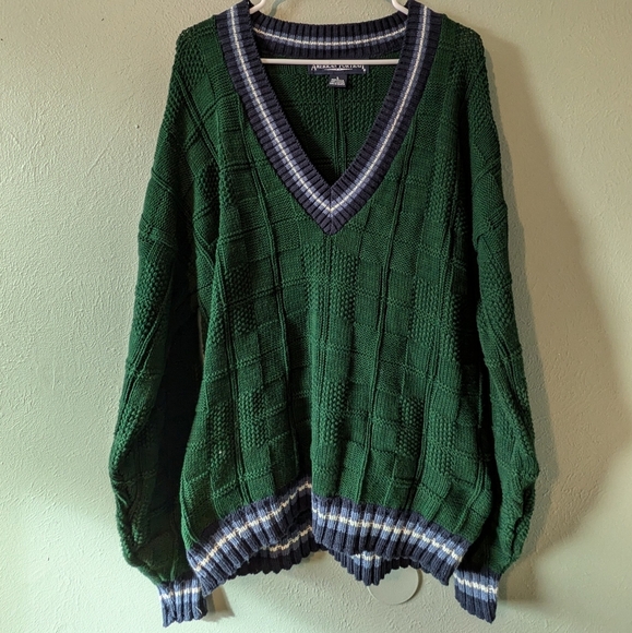 Vintage American Portrait Textured Knit Baggy 90's Y2K Sweater L - Picture 1 of 6